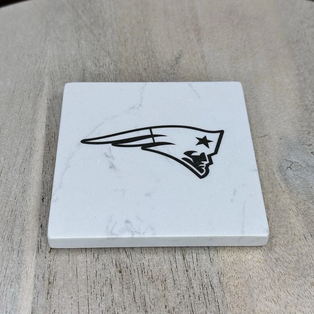 New England Patriots NFL Artificial Stone Drink Coasters Set of 4 White New